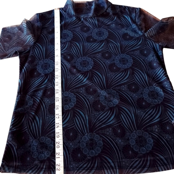 Womens Anthropologie Sheer Black Green Pullover Floral Blouse Mock Turtleneck M - Picture 12 of 15